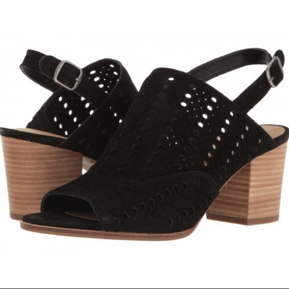 Lucky Brand Shoes - NWOB Lucky Brand Ortiza Black Suede Peep Toe Heels